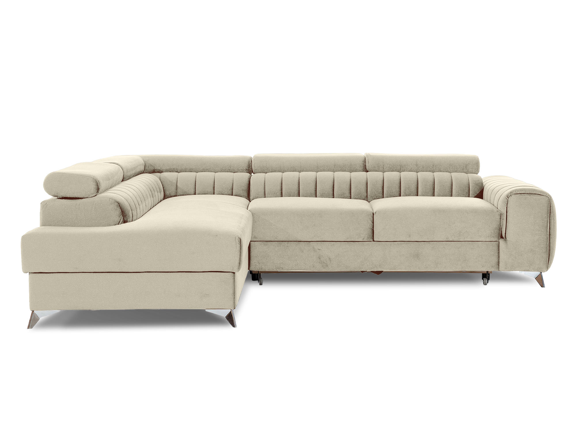 ECKSOFA Laurence mit Schlaffunktion & Bettkasten – 278 x 205 cm, verstellbare Kopfstützen - Beige, Kunststoff (278/205cm) - Wohnideebilder