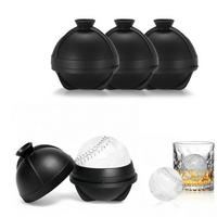 EISWÜRFELFORM Set Baseball 6 cm - Schwarz, Kunststoff (7/7.5/7cm)