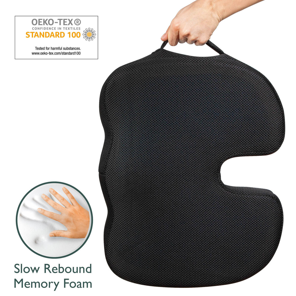 SITZKISSEN BeauErgo FS Memory Foam 45/35 cm - Schwarz, Textil (35/45cm)