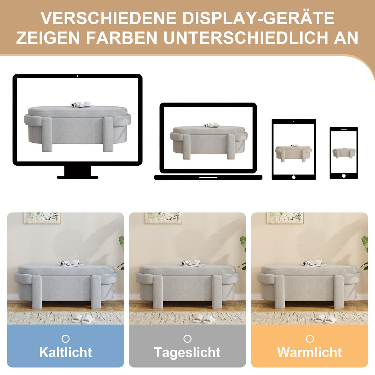 SITZBANK, Stauraum, Gepolstert, Fleece-Optik, Grau, 121.5x49x44.5cm - Grau, Textil (49/44.5/121.5cm) - FLIEKS