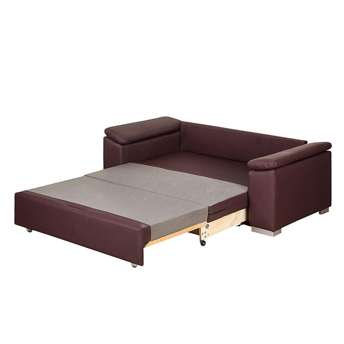 SCHLAFSOFA mit schräger Armlehne - Aubergine, Kunststoff (210/90/90cm) - home24