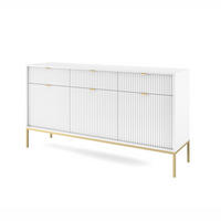 KOMMODE Nova Weiß, Golden Beine, Dreitürig - Goldfarben/Weiß, Holzwerkstoff/Metall (154/83/39cm) - Bettso