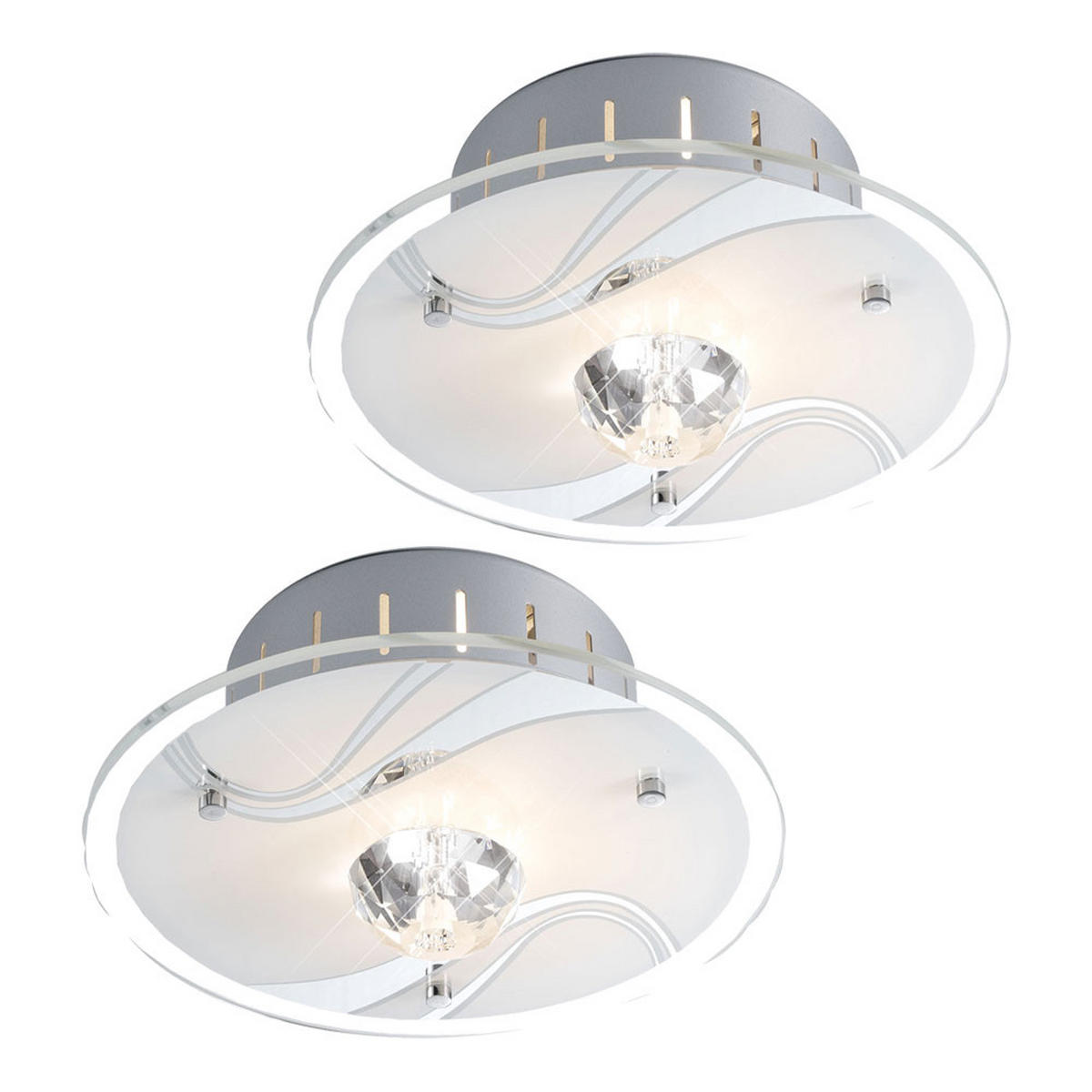 DECKENLEUCHTE Spiegelglas Weiß 2er Set - Weiß, Glas (18/18/11cm)
