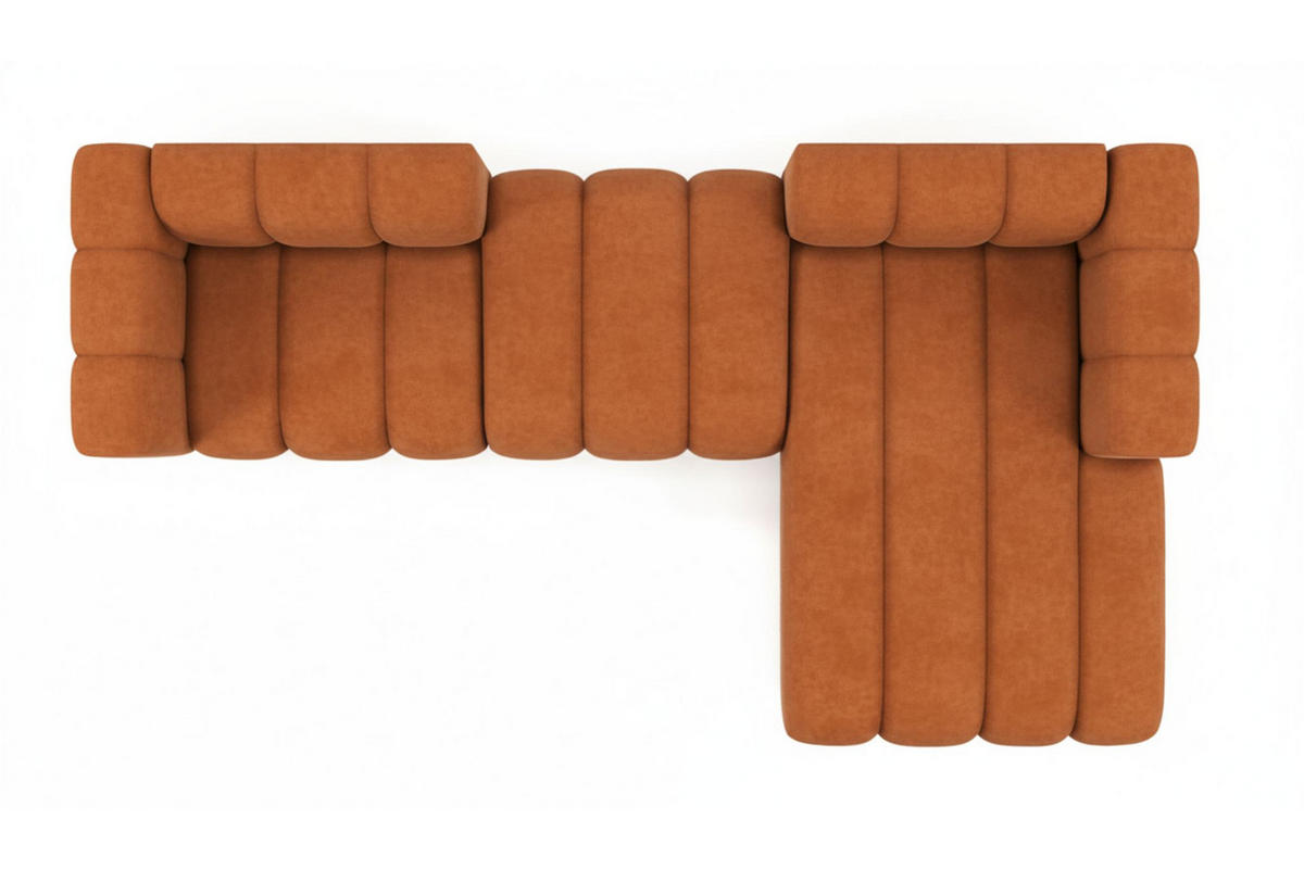 ECKSOFA L-Form Grand L 319 cm, Veloursstoff Salvador, Braun, Rechts - Braun, Holz (319/179cm) - Kaiser Möbel