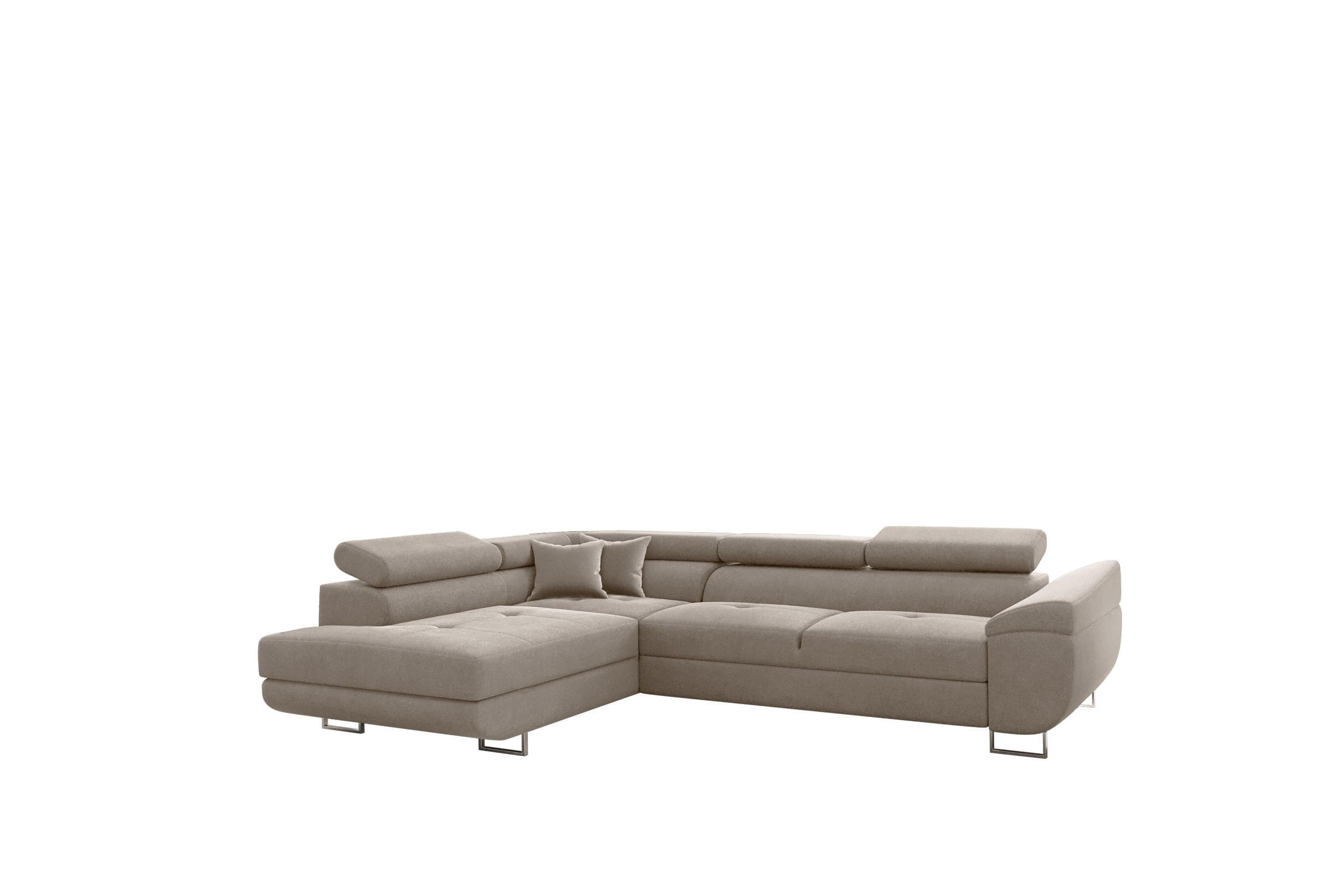 ECKSOFA FALIO L-Form Mit Schlaffunktion Im Modernen Stil Für Das Wohn Und Schlafzimmer KaltesBeige Links - Cappuccino, Holz/Textil (202/275cm) - Kaiser Möbel