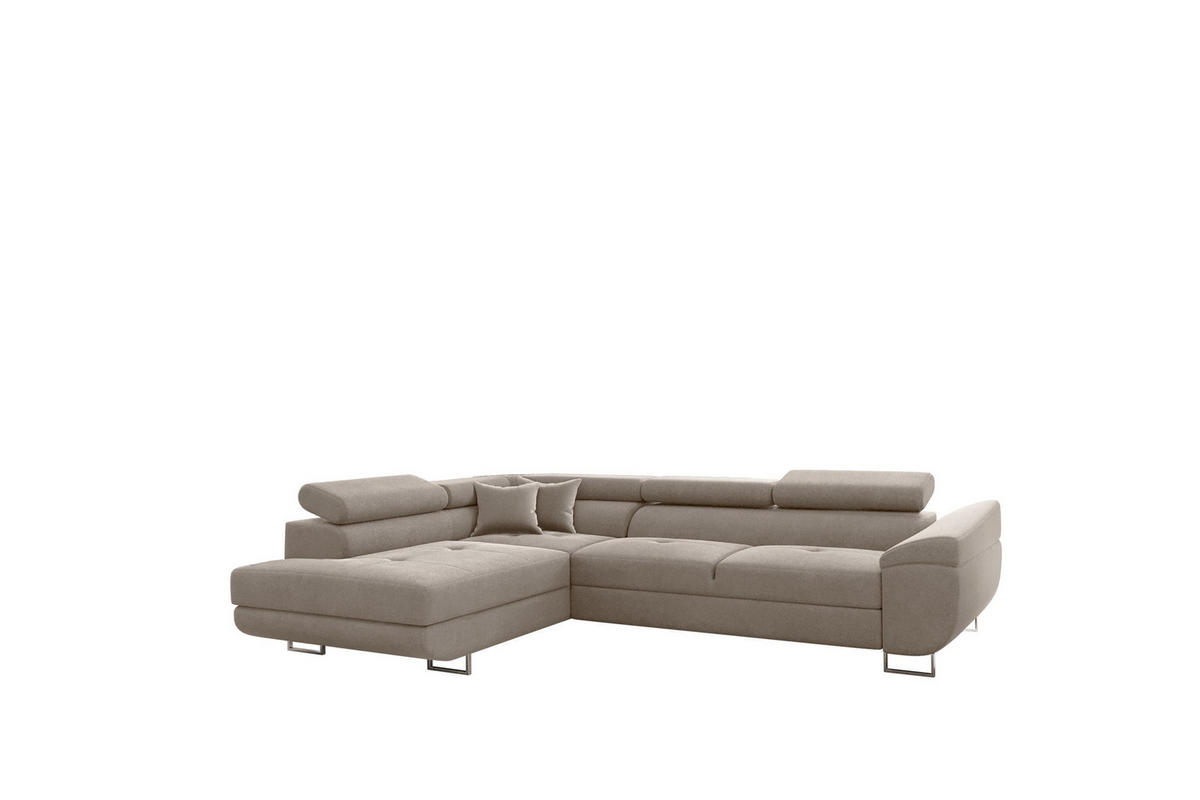 ECKSOFA FALIO L-Form Mit Schlaffunktion Im Modernen Stil Für Das Wohn Und Schlafzimmer KaltesBeige Links - Cappuccino, Holz/Textil (202/275cm) - Kaiser Möbel