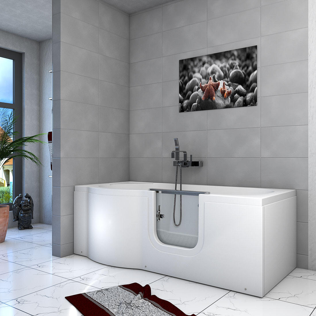 SENIORENBADEWANNE mit Tür S12-R 85x170cm - Weiß, Glas/Kunststoff (170/60/85cm) - AcquaVapore by Sandra Jentho