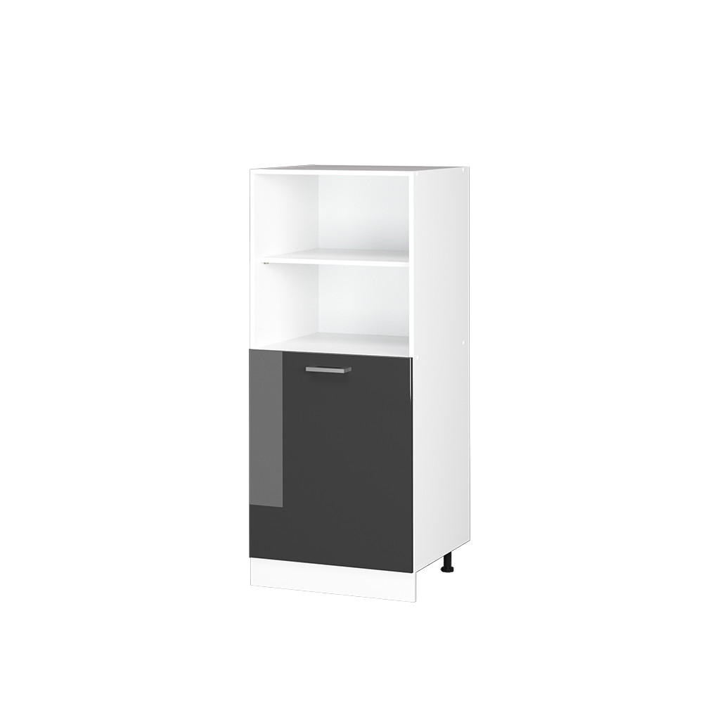 UNIVERSELLT HÖGSKÅP R-Line Antracit högblank 60 cm med öppna hyllor och lucka Vit, Mörkbrun 143/60/57.2 cm