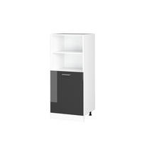 HOCHSCHRANK R-Line Anthrazit Hochglanz 60 cm mit offenen Regalen und Tür - Anthrazit/Weiß, Holzwerkstoff (60/143/57.2cm) - Vicco