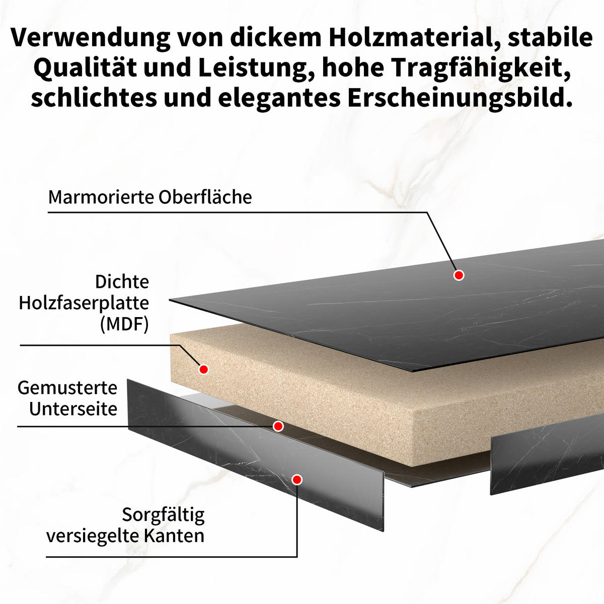 COUCHTISCH 80/60 cm in Schwarz/Gold in Marmoroptik, 2-teilig - Goldfarben/Schwarz, Holzwerkstoff (80/80/45cm) - OKMYHOME