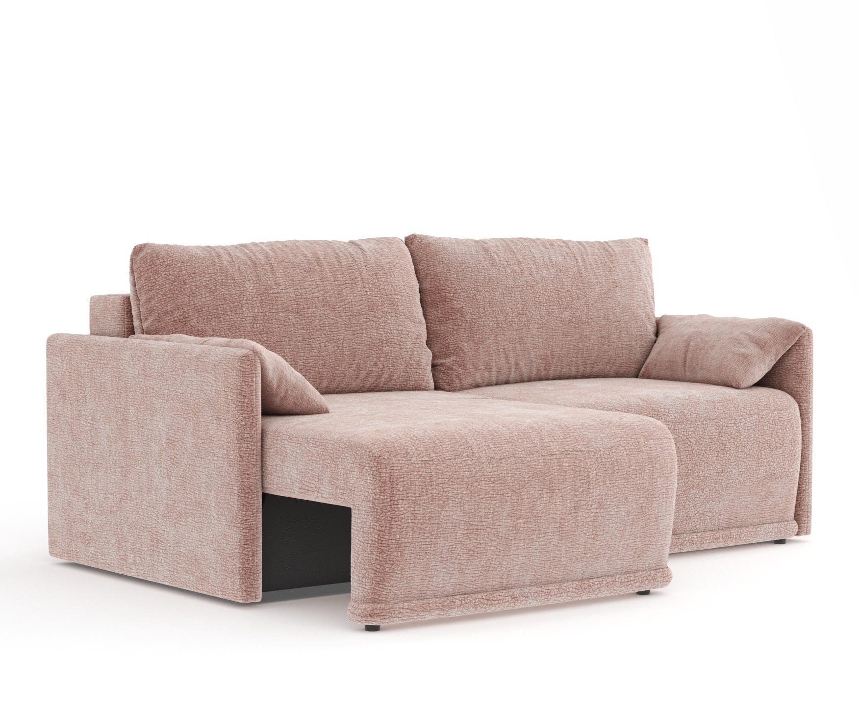 SCHLAFSOFA MIT ECKSOFA-FUNKTION Nappa Rosa Chenille - Schwarz/Rosa, Holz/Holzwerkstoff (215/100/112cm) - Maison de Reve