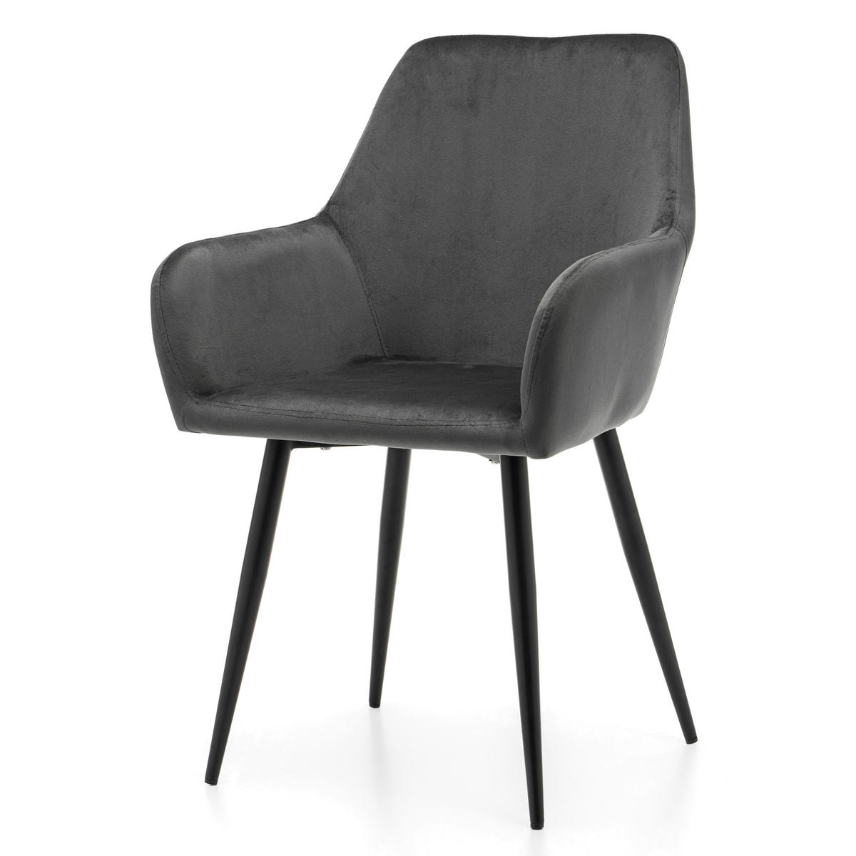 STUHL IVO gepolstert - grau - Samt Velours - Schwarz/Grau, Textil/Metall (55/88/54cm) - NEW HOME