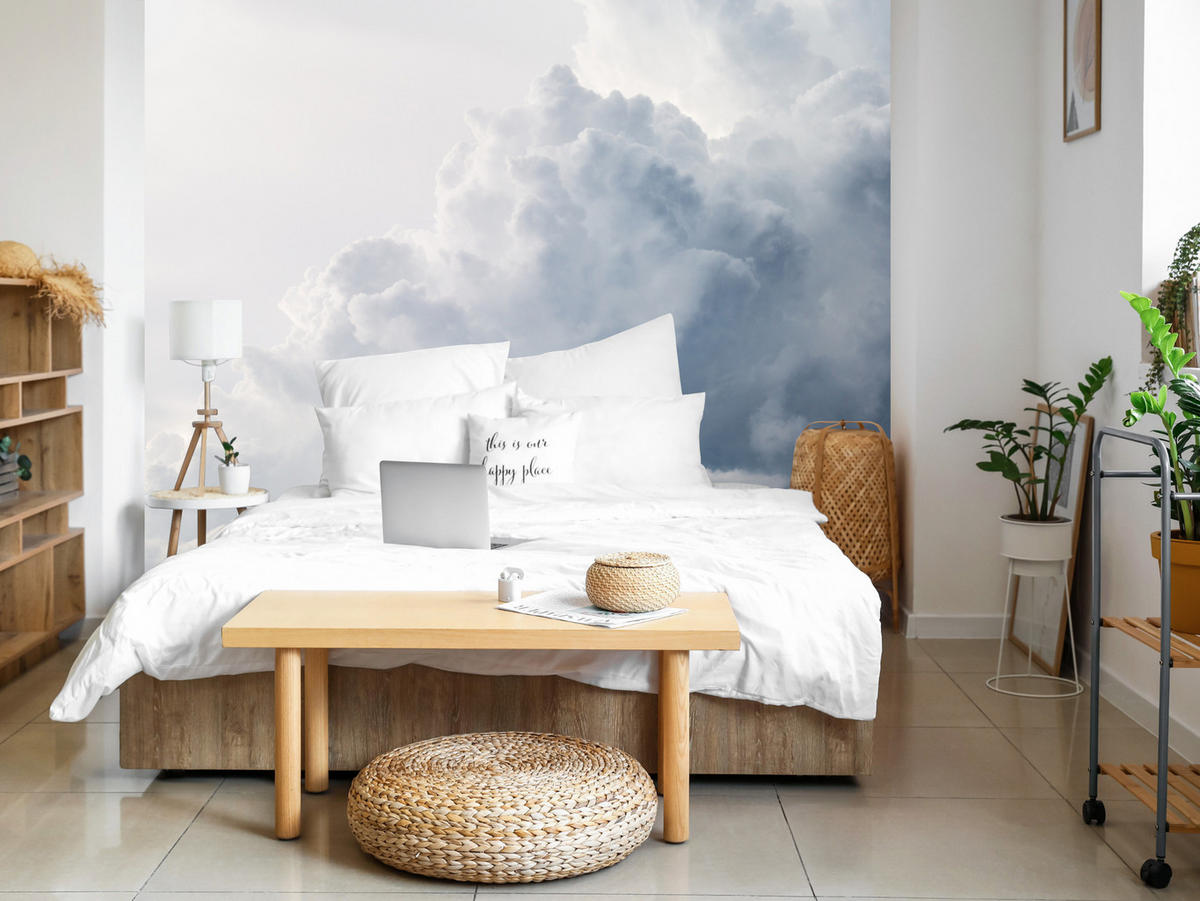 FOTOTAPETE für Schlafzimmer Regenschwül Himmel Wolken Sturm 200x140 - Weiß, Papier (200/140cm) - Muralo