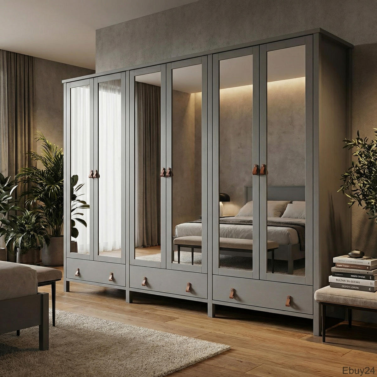 KLEIDERSCHRANK Tromsø Grau lackiert 267/50/195 cm - Grau, Holzwerkstoff (267/195/50cm) - ebuy24