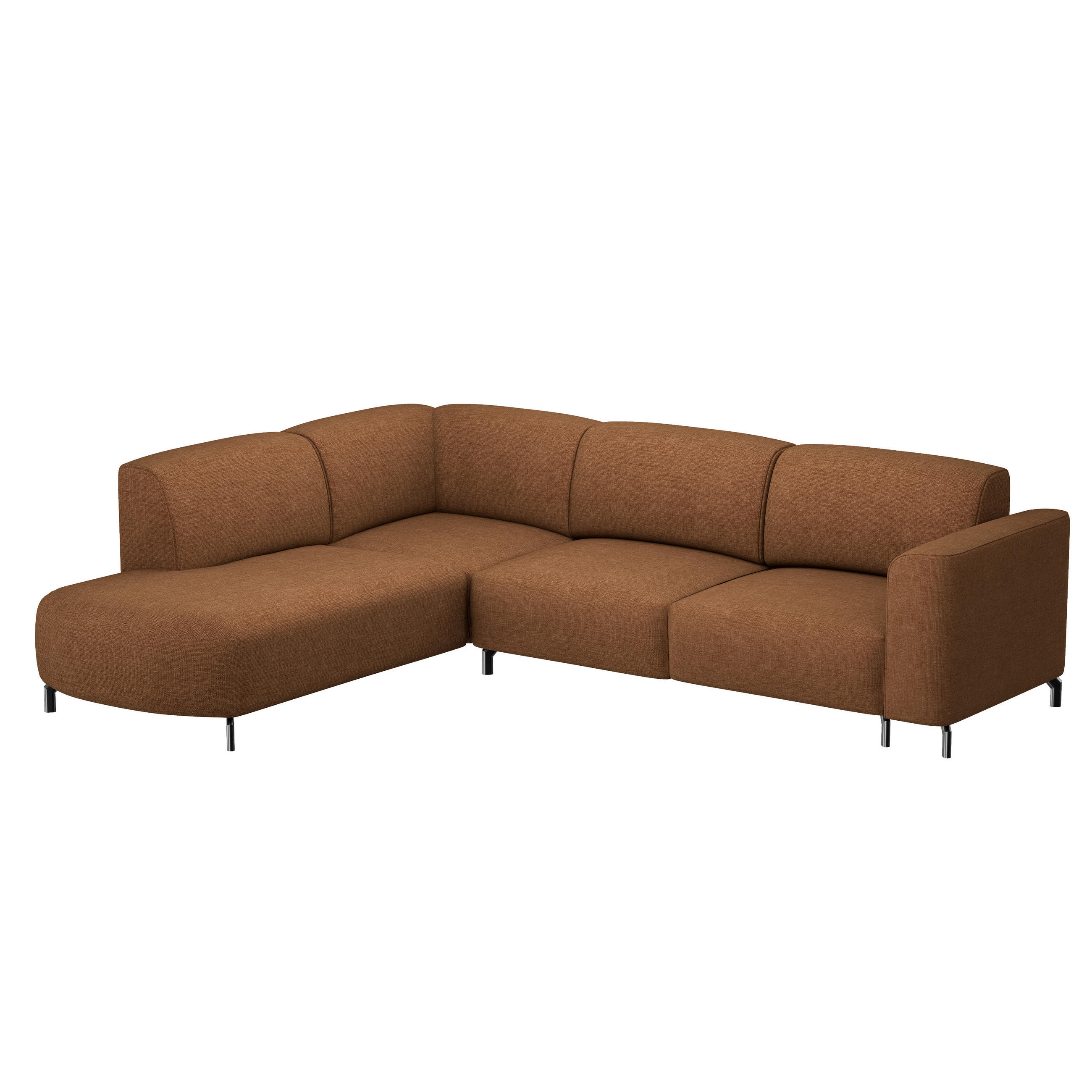 ECKSOFA TORIN Chenille-Stoff in Orange - Orange, Holzwerkstoff/Kunststoff (277/218cm) - Idohome