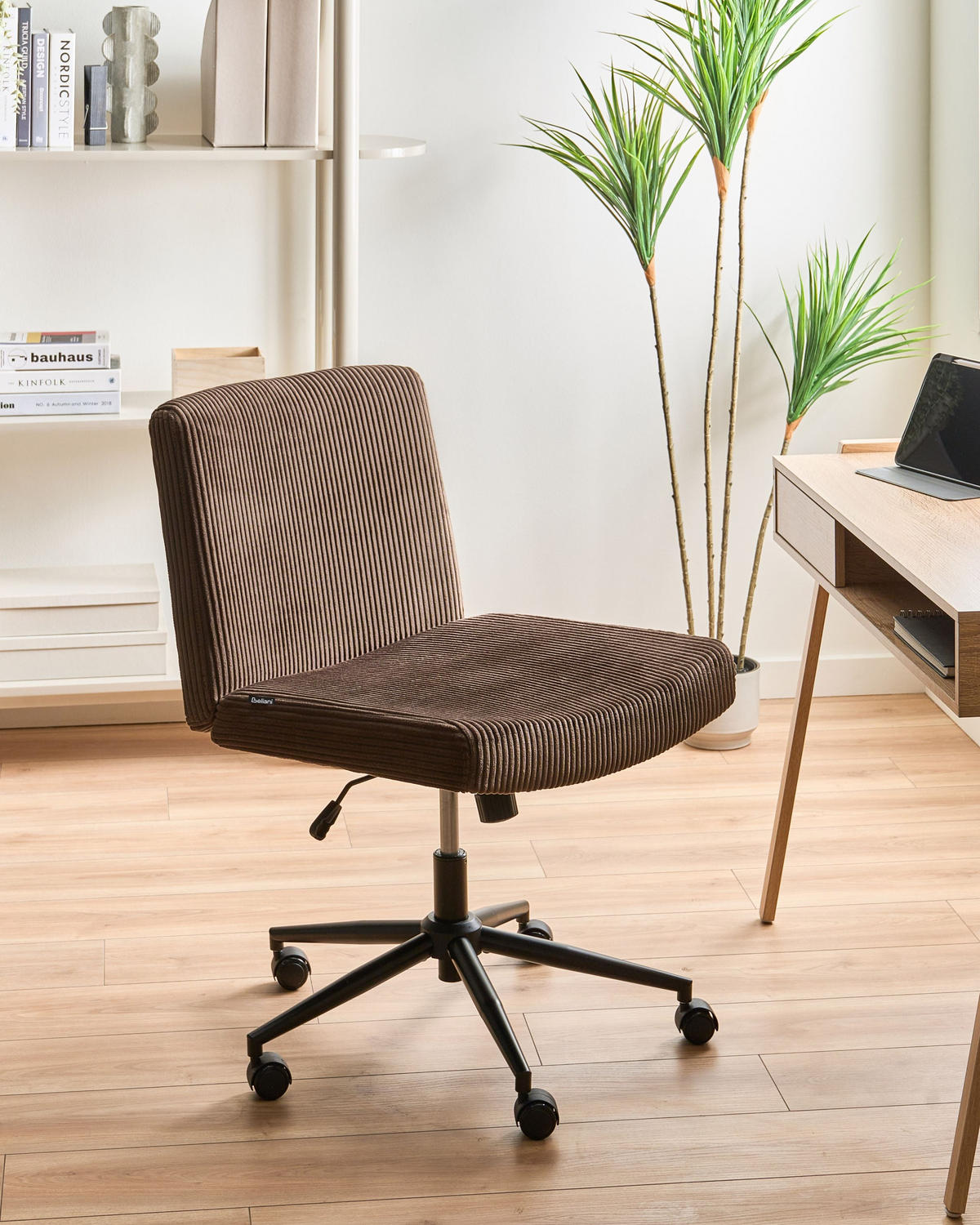 SCHREIBTISCHSTUHL Cord Dunkelbraun Geddes - Dunkelbraun, Textil (59/85/71cm) - Beliani