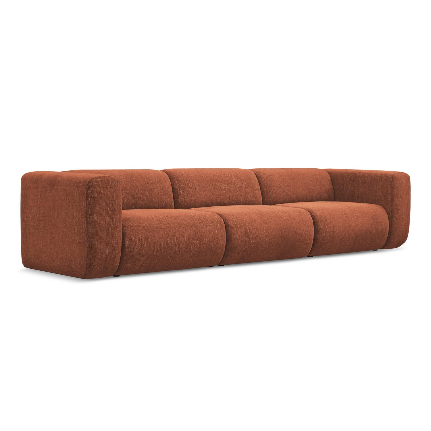 4-SITZER-SOFA Chenille Stoff Orange - Terracotta/Schwarz, Kunststoff/Textil (319/70/89cm) - LaMiaSofa
