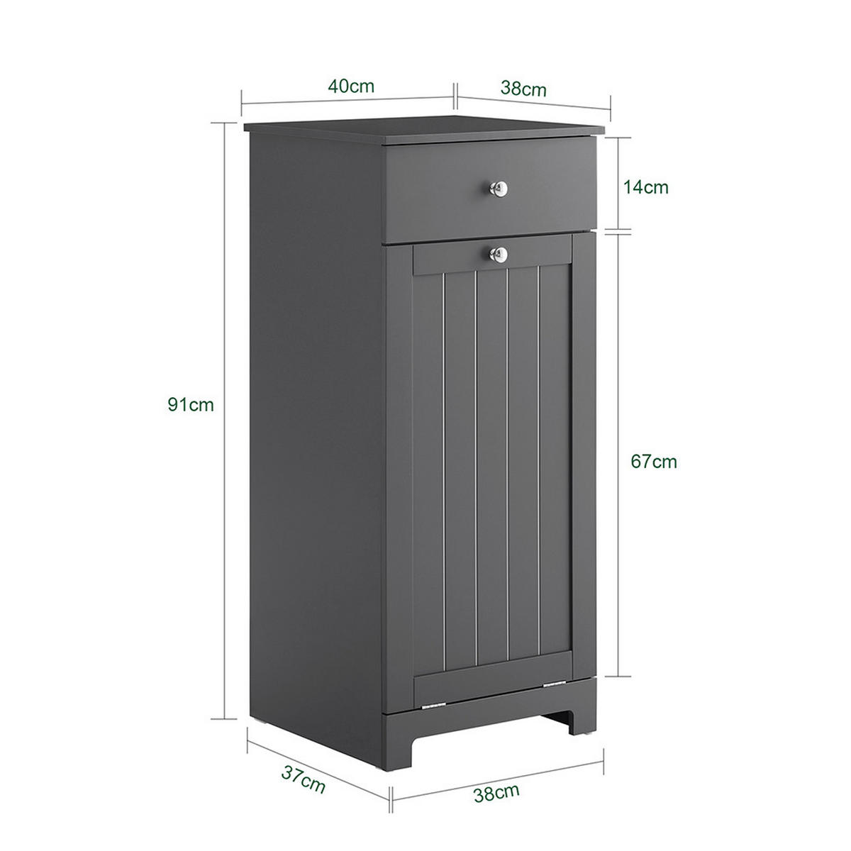 BADUNTERSCHRANK mit einer Schublade Dunkelgrau 40x38x91cm Modern - Dunkelgrau, Holzwerkstoff (38/91/40cm) - SoBuy