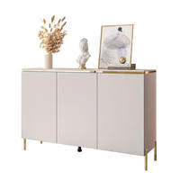 KOMMODE AURORA 3D Kaschmir mit gerade Goldchrom Fuße - Kaschmir/Goldfarben, Holzwerkstoff/Metall (140/91/40cm) - Lookway