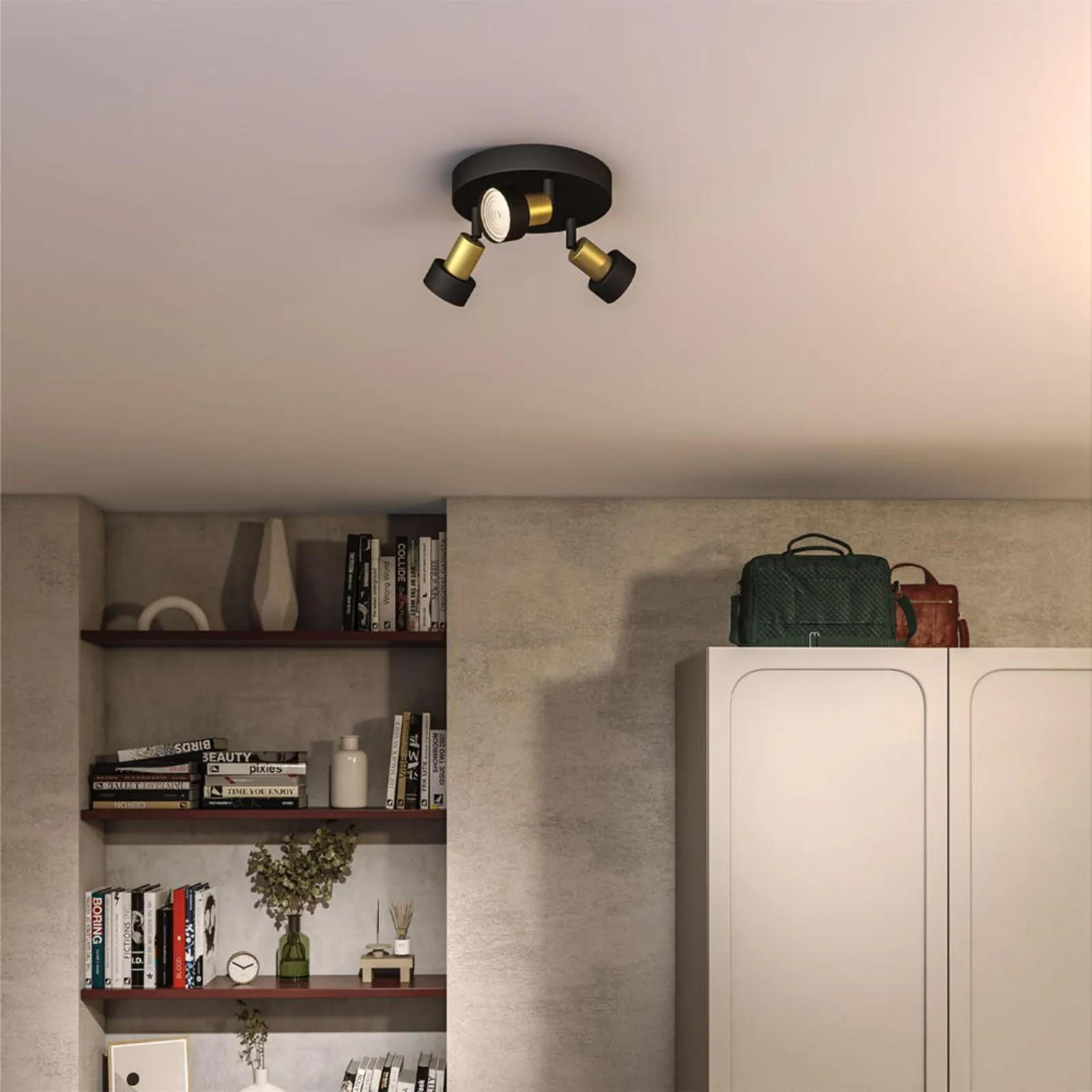 DECKENLEUCHTE Conduit Schwarz - Goldfarben/Schwarz, Metall (9.8/9.8/13.4cm) - Philips