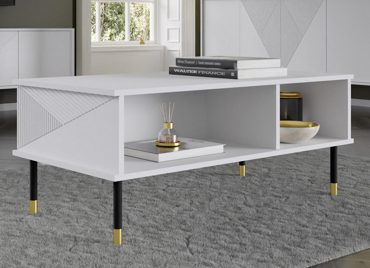 COUCHTISCH Weiß, Gold 110/45/55 - Weiß, Holzwerkstoff (55/110/45cm) - RAUMHIRSCH FURNITURE