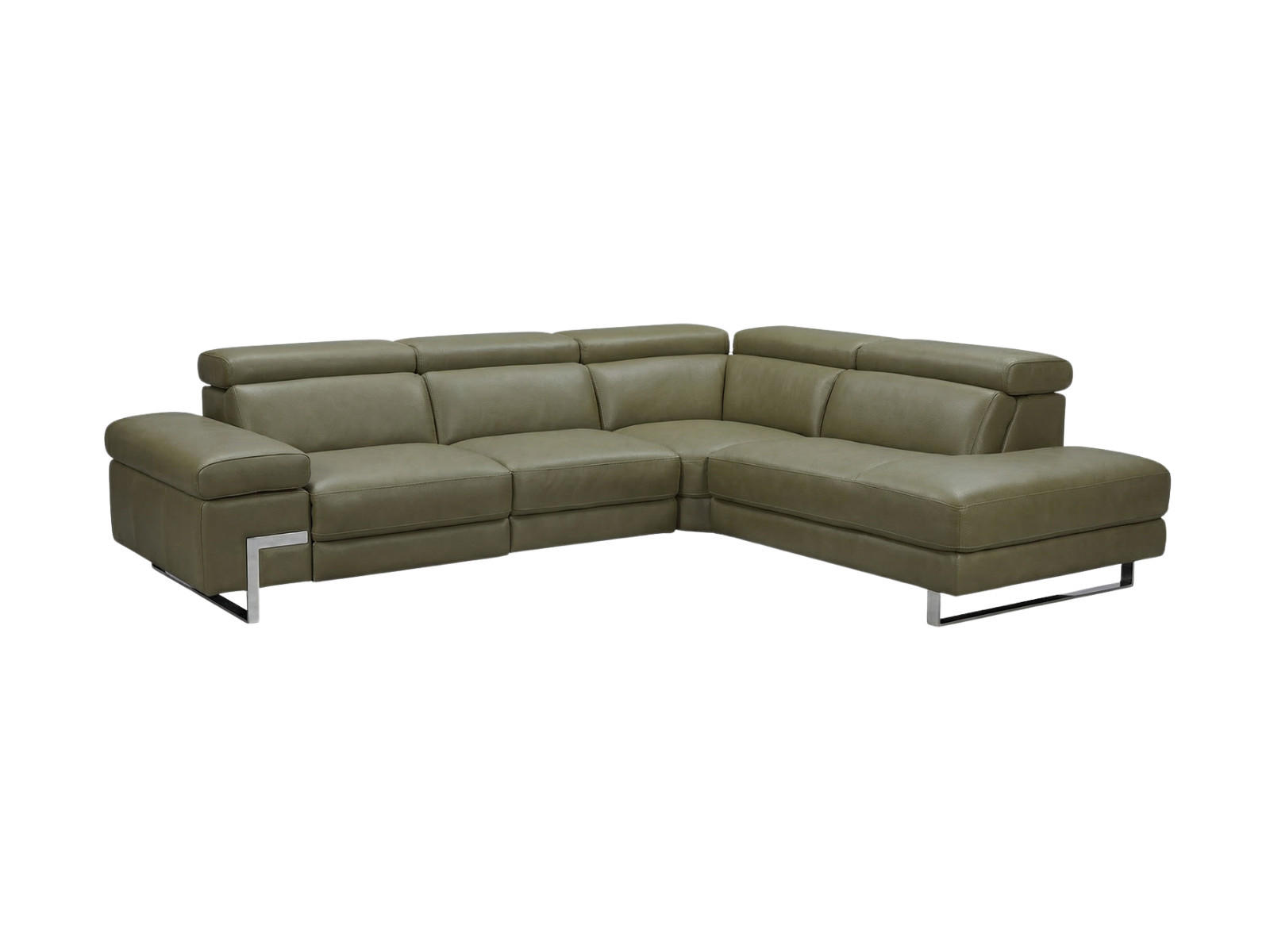 ECKSOFA Opera Echtleder Olivgrün - Olivgrün, Leder/Metall (269/218cm)