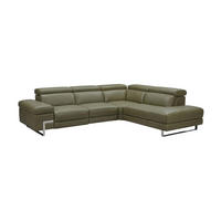 ECKSOFA Opera Echtleder Olivgrün - Olivgrün, Leder/Metall (269/218cm)