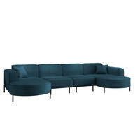 WOHNLANDSCHAFT Valencia Xl - Blau, Holzwerkstoff/Textil (384/80/165cm) - Fun Möbel