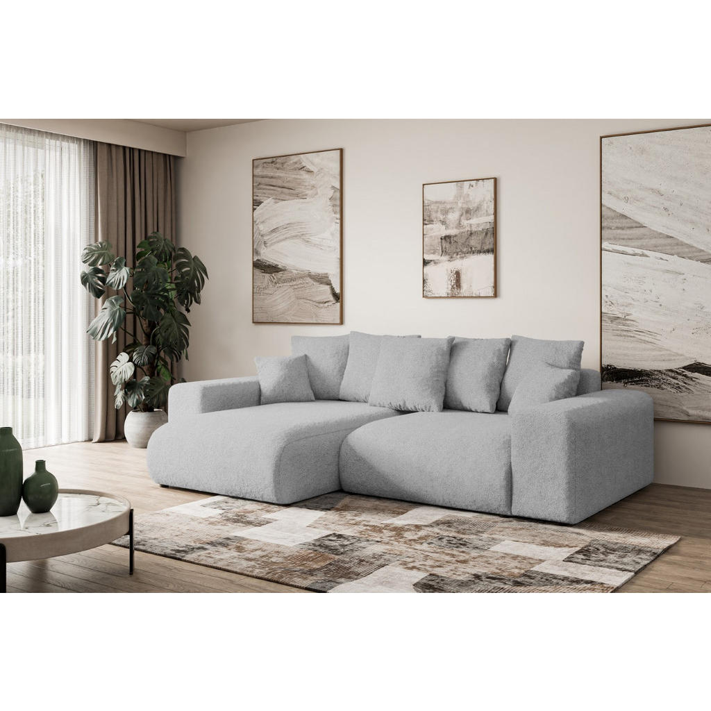 Thumbnail - Altdecor Ecksofa, Hellgrau, Textil, 4-Sitzer, L-Form, Ottomane links, 256x165 cm, Wohnzimmer, Sofas & Couches, Wohnlands...