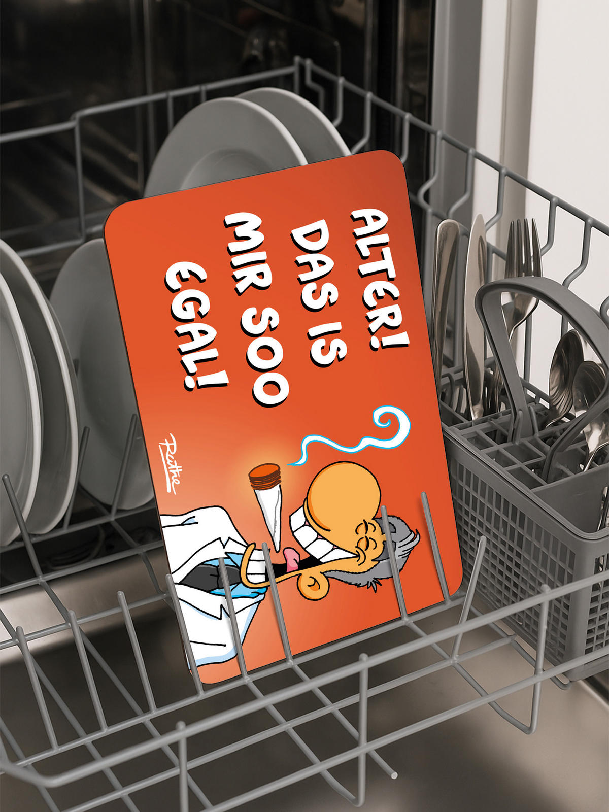 BRETTCHEN Ralph Ruthe Ater! Das ist mir soo egal! Rot 14,5 x 23,5 cm - Multicolor, Kunststoff (14.5/23.5cm) - United Labels