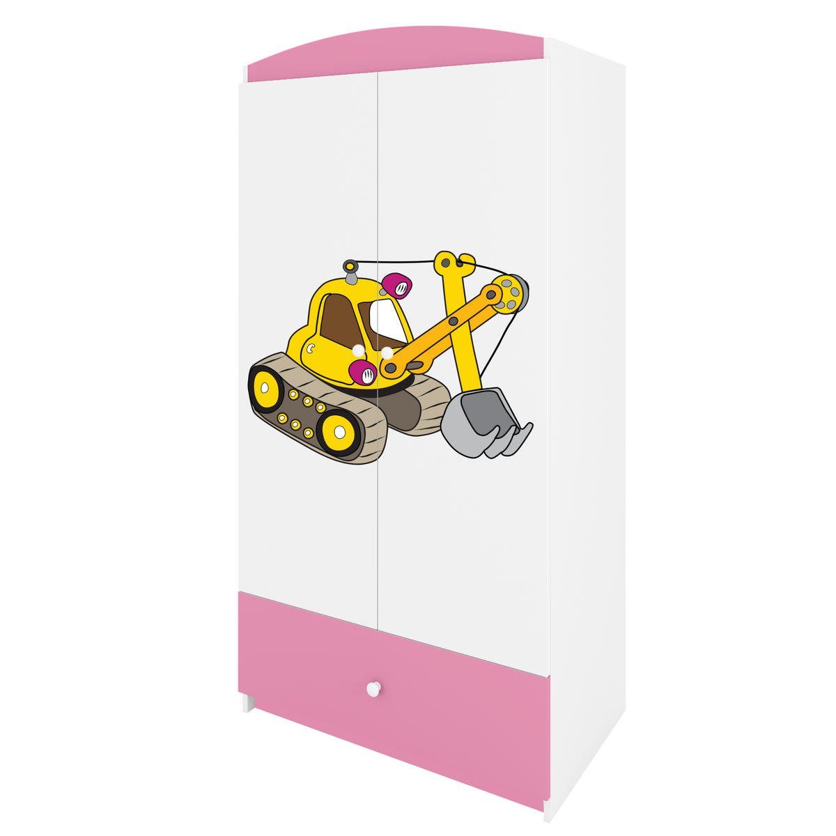 KINDERKLEIDERSCHRANK Excavator 90/175/52 - Hellrosa, Holzwerkstoff (90/175/52cm) - Kocot Kids