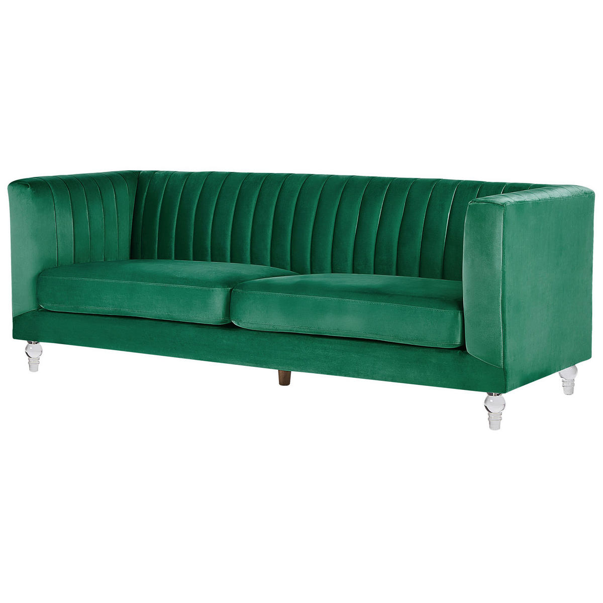 3-SITZER-SOFA Samtstoff Grün Arvika - Grün, Textil (204/75/78cm) - Beliani