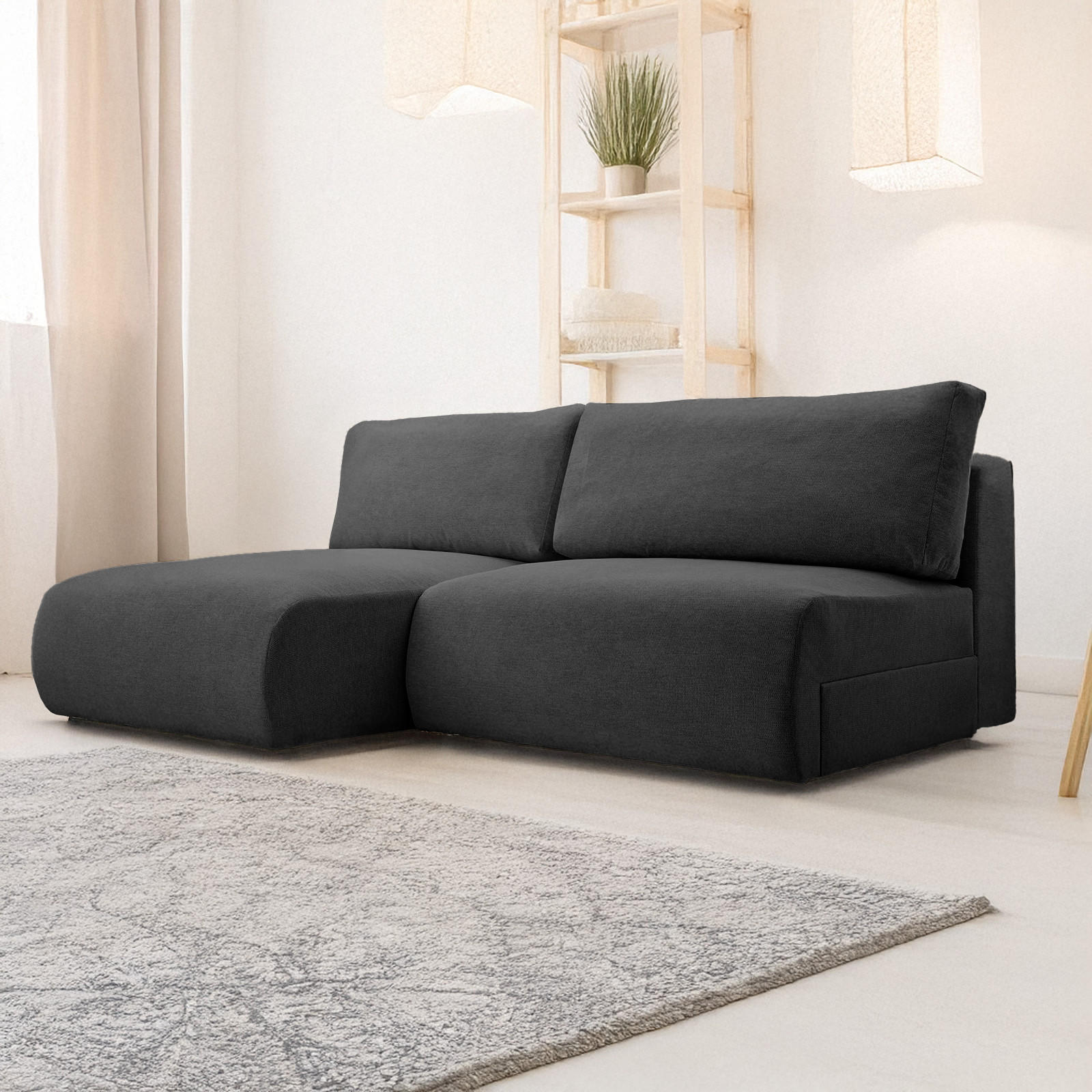 ECKSOFA Ripley mit Schlaffunktion, Anthrazit - Anthrazit, Textil (223/150cm) - Fedve