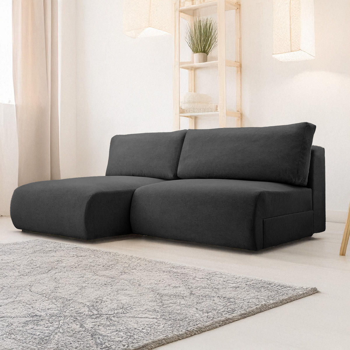 ECKSOFA Ripley mit Schlaffunktion, Anthrazit - Anthrazit, Textil (223/150cm) - Fedve