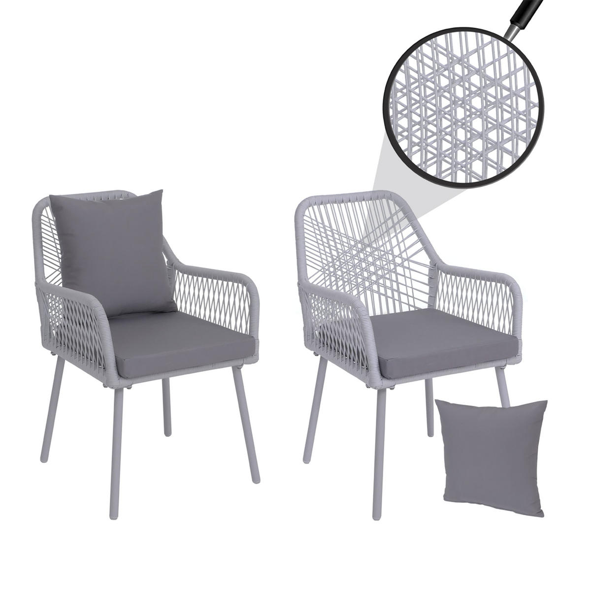 GARTENSTUHL 2er-Set 81x54x62cm Hellgrau - Grau, Metall (54/81/62cm) - PROREGAL