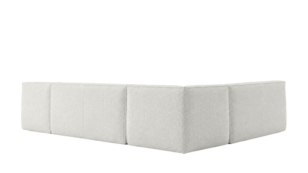 ROHOVÁ SEDAČKA modulární ve tvaru L, plyšová tkanina Pop, Ice, Levá strana, LAZY L - bílá, dřevo (333/253cm) - Kaiser Möbel