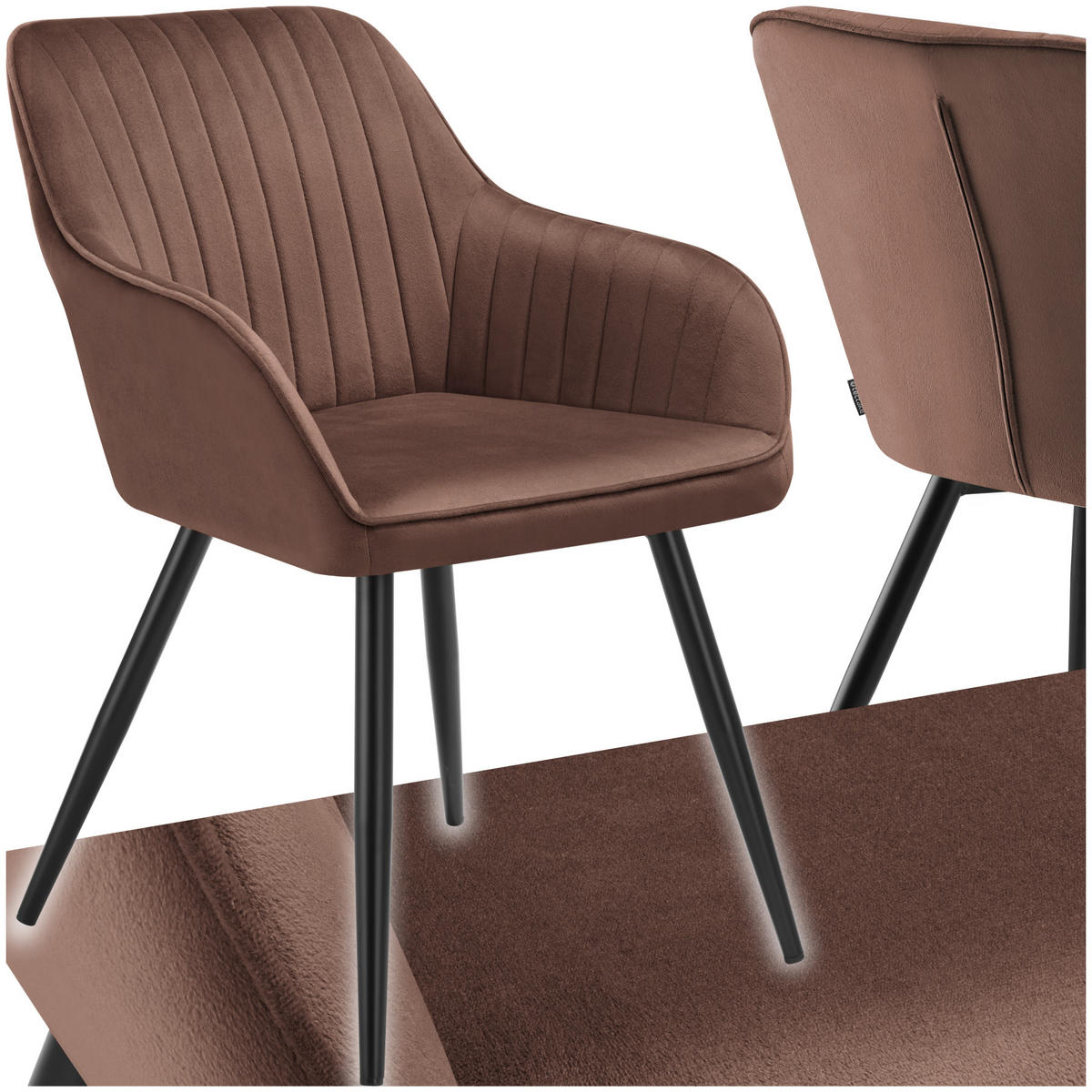 ESSZIMMERSTUHL 1er Set Marilyn 58 x 62 x 82 cm braun/schwarz - Schwarz/Braun, Metall (58/82/62cm) - tectake