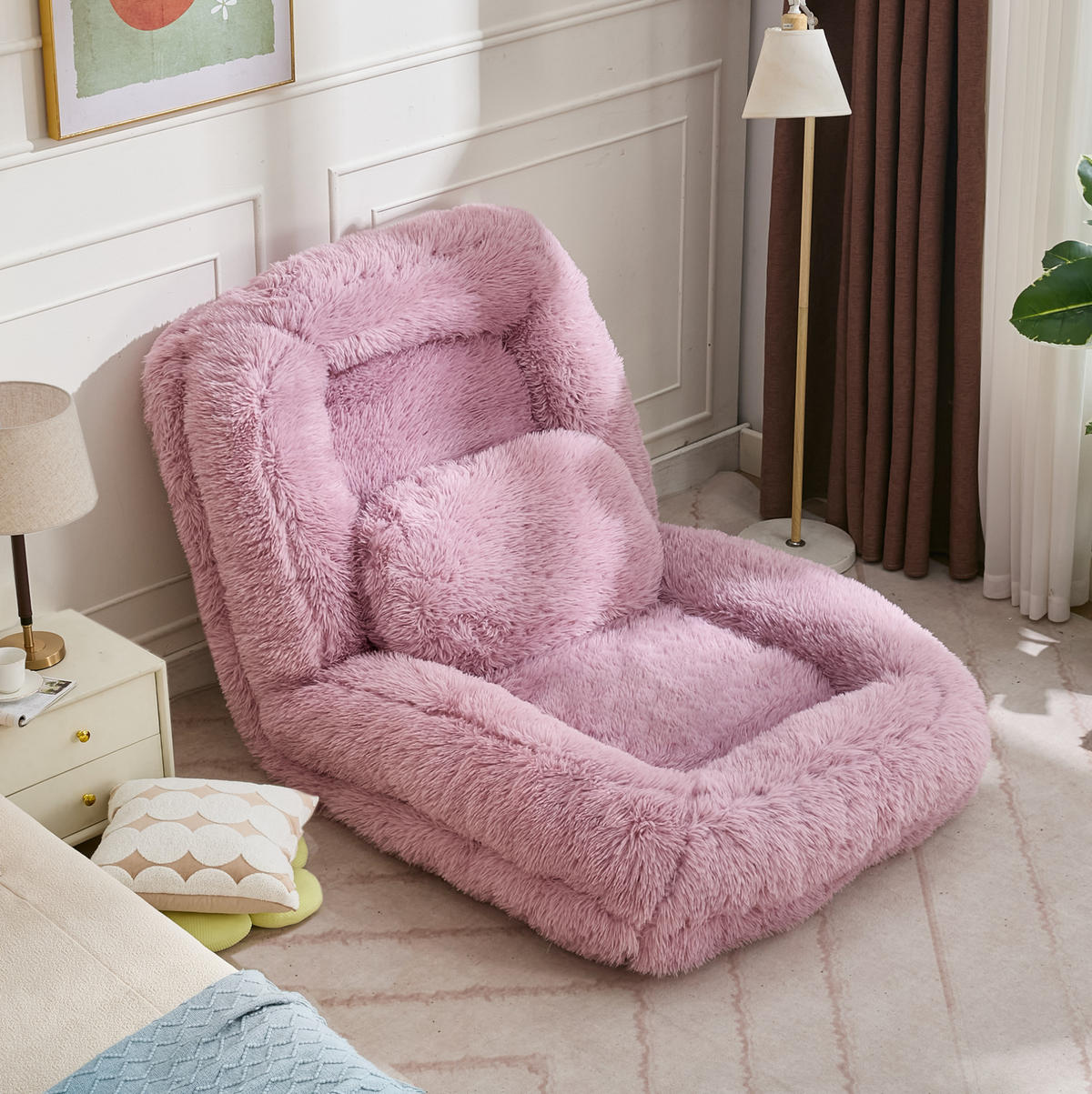 BODENSOFA mit 5-fach verstellbarer Rückenlehne 102 x 89 x 88 cm Pink - Pink, Kunststoff (89/88/102cm) - Beauniv