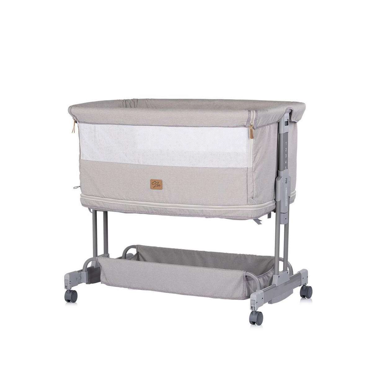 BEISTELLBETT Zen 2 in 1 grau Babybett Schaukelfunktion 7 Höhen Moskitonetz - Grau, Metall (46/81cm) - Chipolino