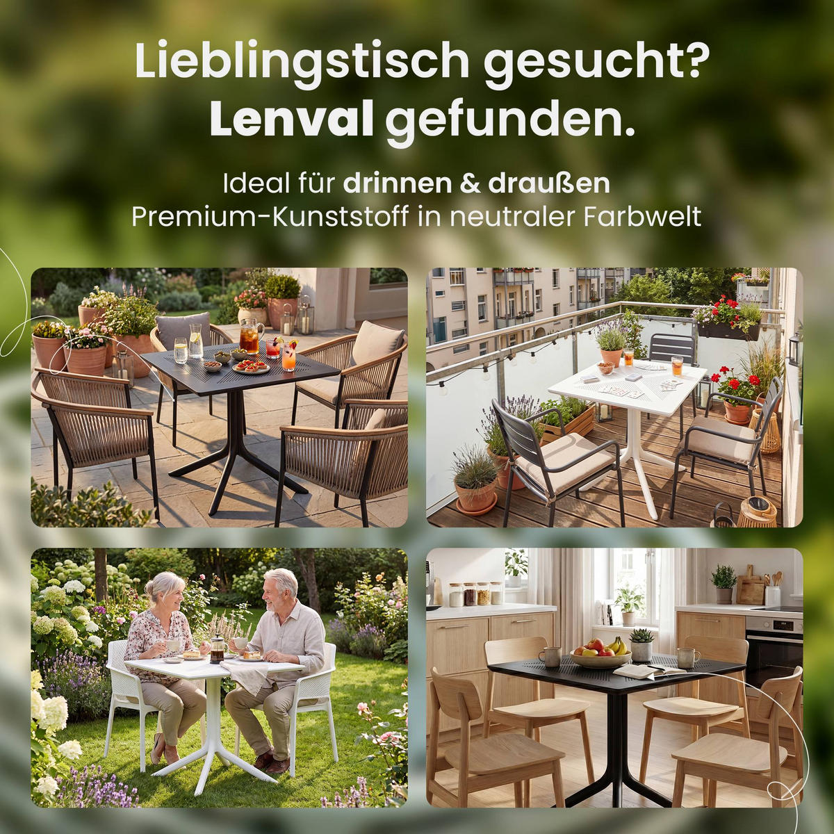 GARTENTISCH eckig 80/80/74 cm Kunststoff Schwarz - Schwarz, Kunststoff (80/80/74cm) - CLP