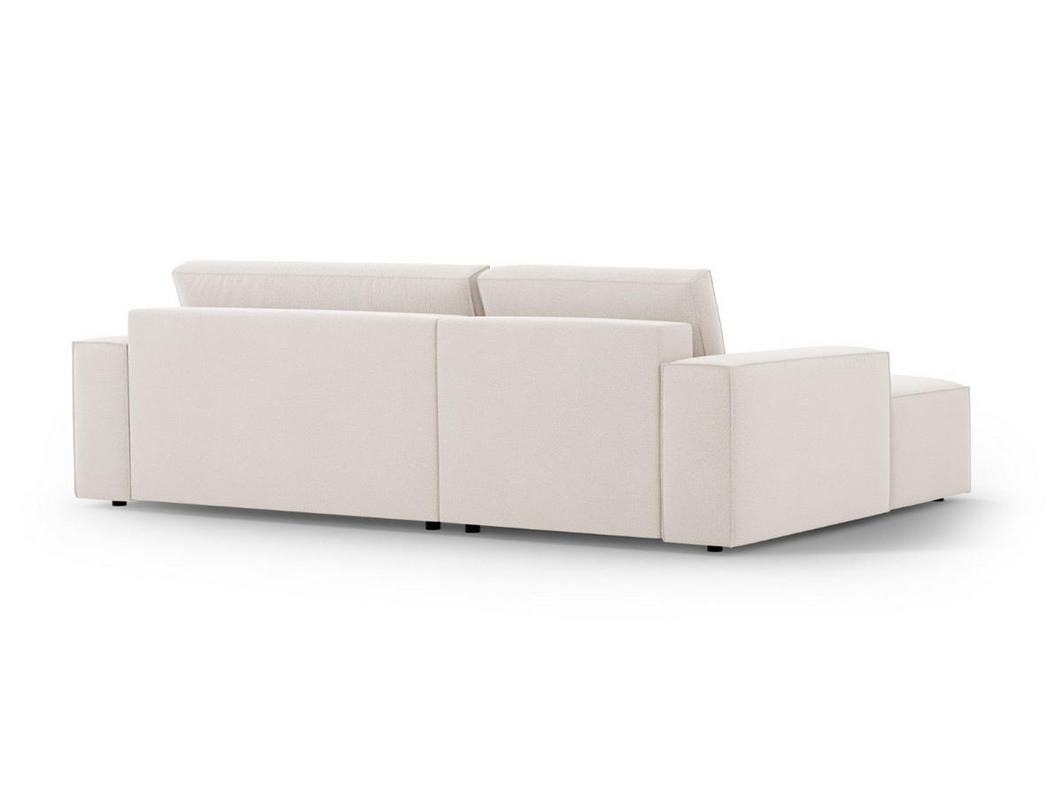 AUSKLAPPBARES-ECKSOFA links mit Container Jodie aus strukturiertem Stoff leichtes beige 3 Sitzplätze - Creme, Textil (246/151cm) - Micadoni