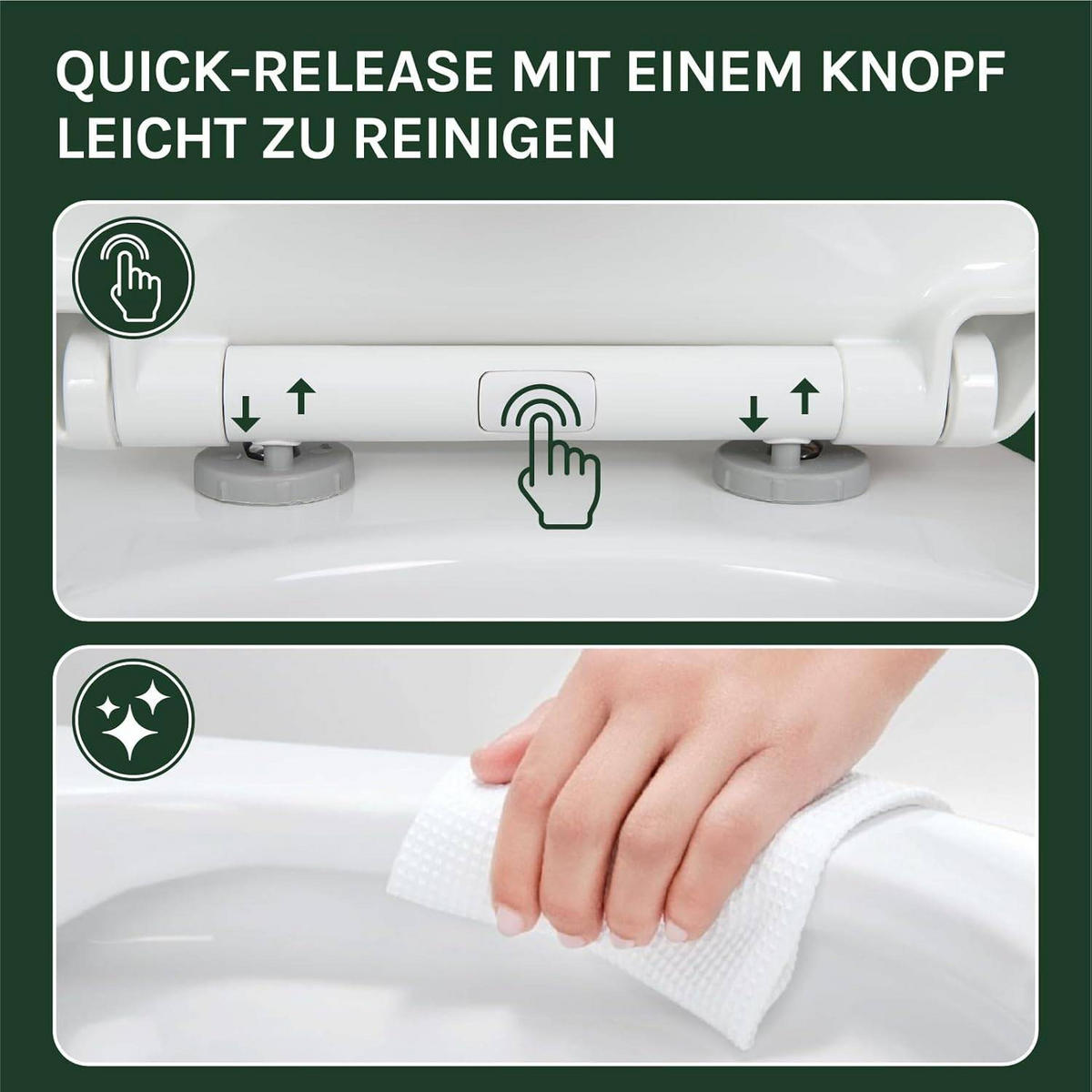 WC SITZ mit Absenkautomatik, Softclose Scharnier, Oval - Weiß, Kunststoff (37/5.7/44cm) - Woltu