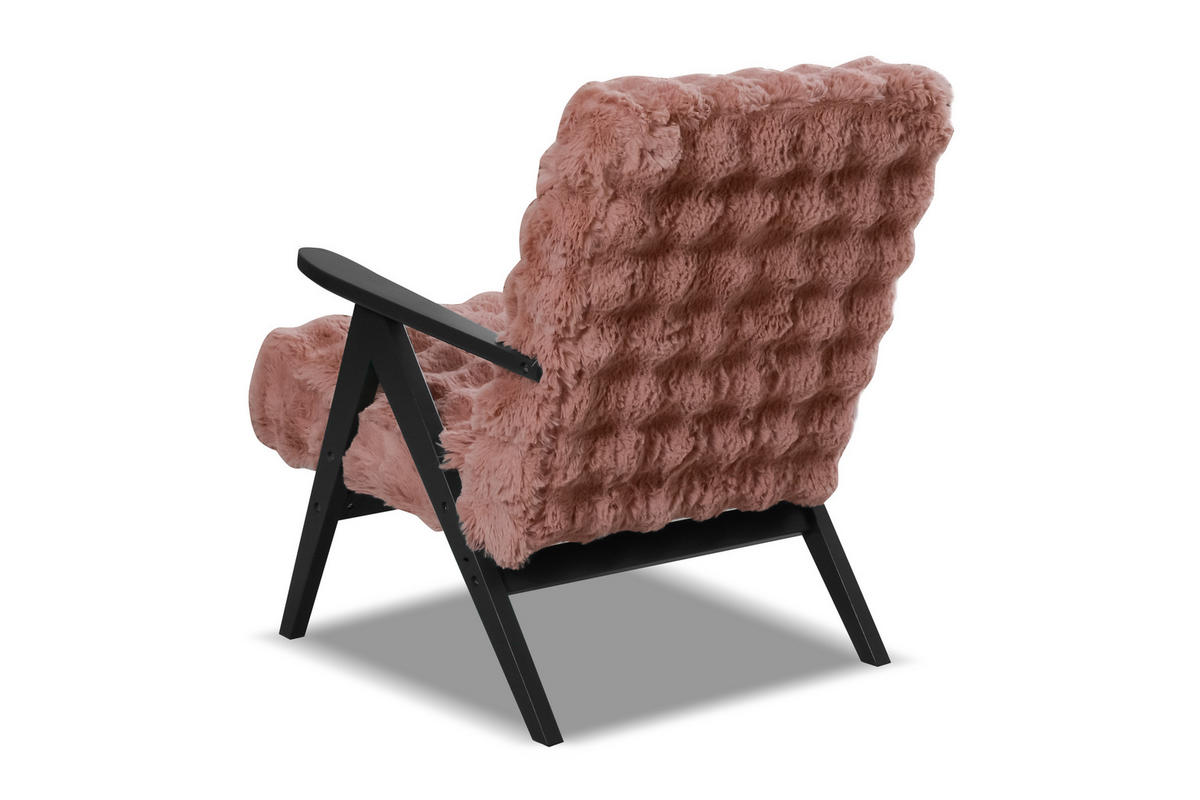 SESSEL Capri Altrosa Bouclé - Schwarze Füße - 64x80x83 cm - Pink/Schwarz, Holz/Holzwerkstoff (64/80/83cm) - Ravio