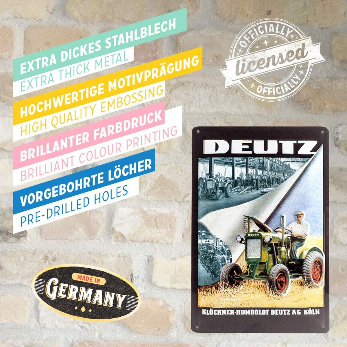 BLECHSCHILD 20/30 cm Deutz Klöckner - Multicolor, Metall (20/30/0.2cm) - Nostalgic-Art