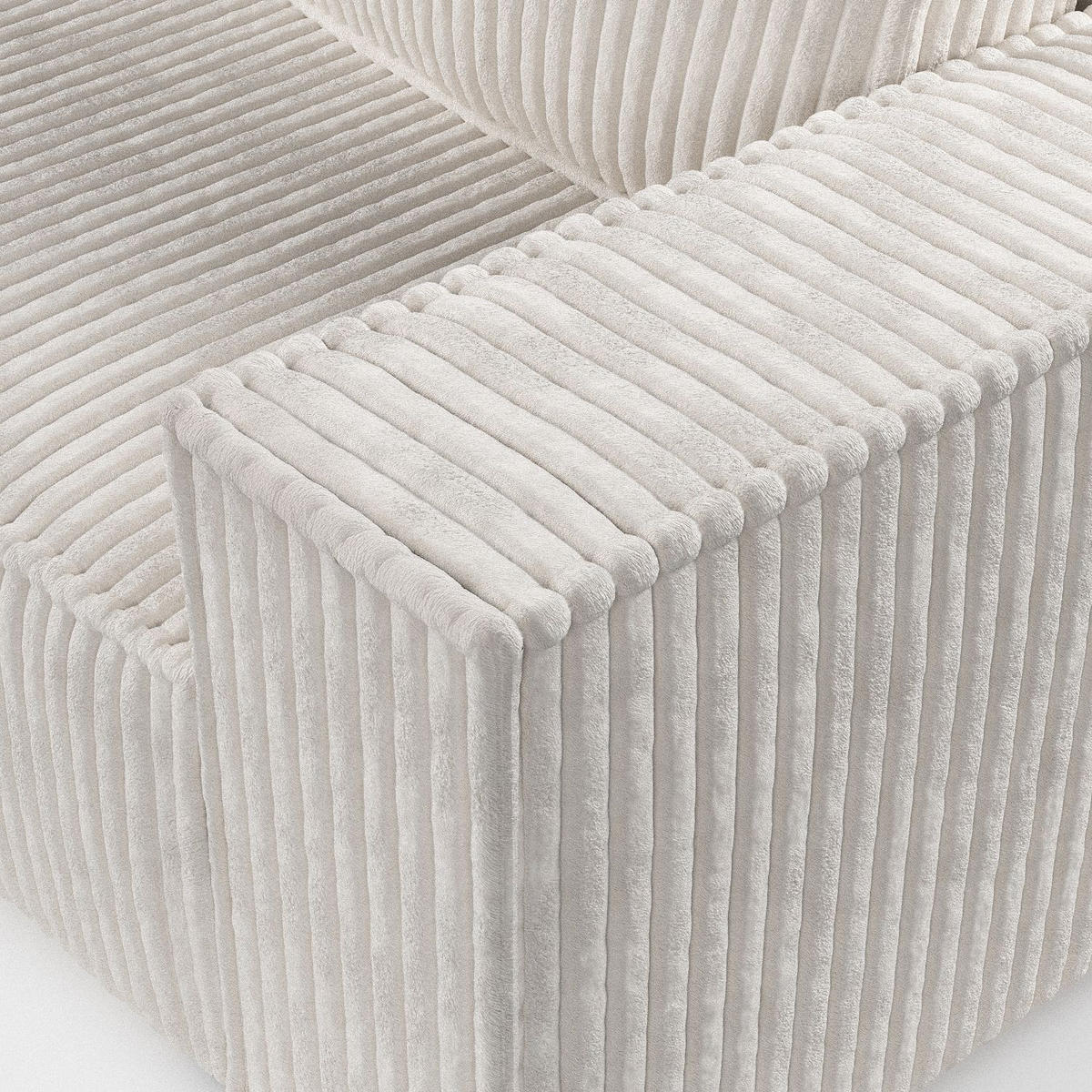 ECKSOFA Maze Creme Plüschstoff - Links Seite - Creme/Schwarz, Holz/Holzwerkstoff (185/294cm) - Maison de Reve