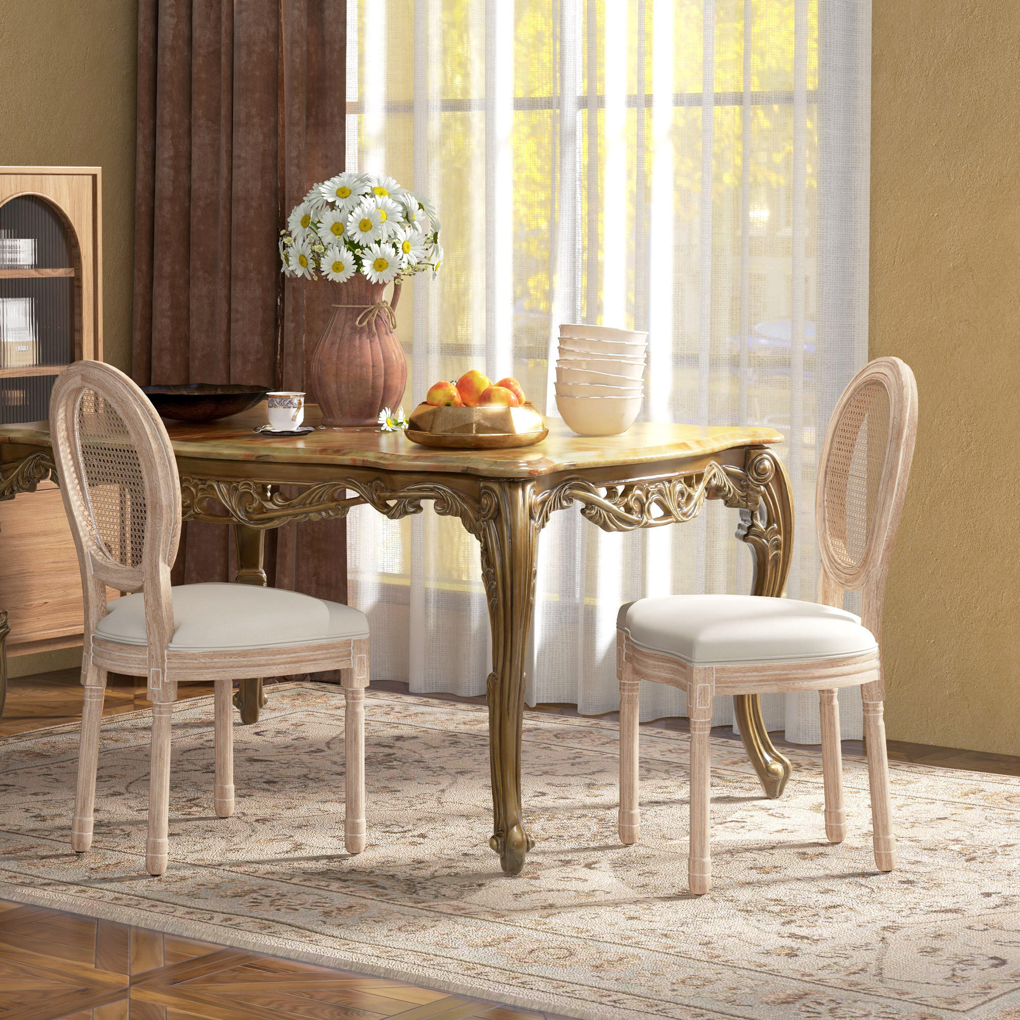 ESSZIMMERSTÜHLE, Polyester, Cremeweiß - Creme, Kunststoff (48/96/57cm) - HOMCOM