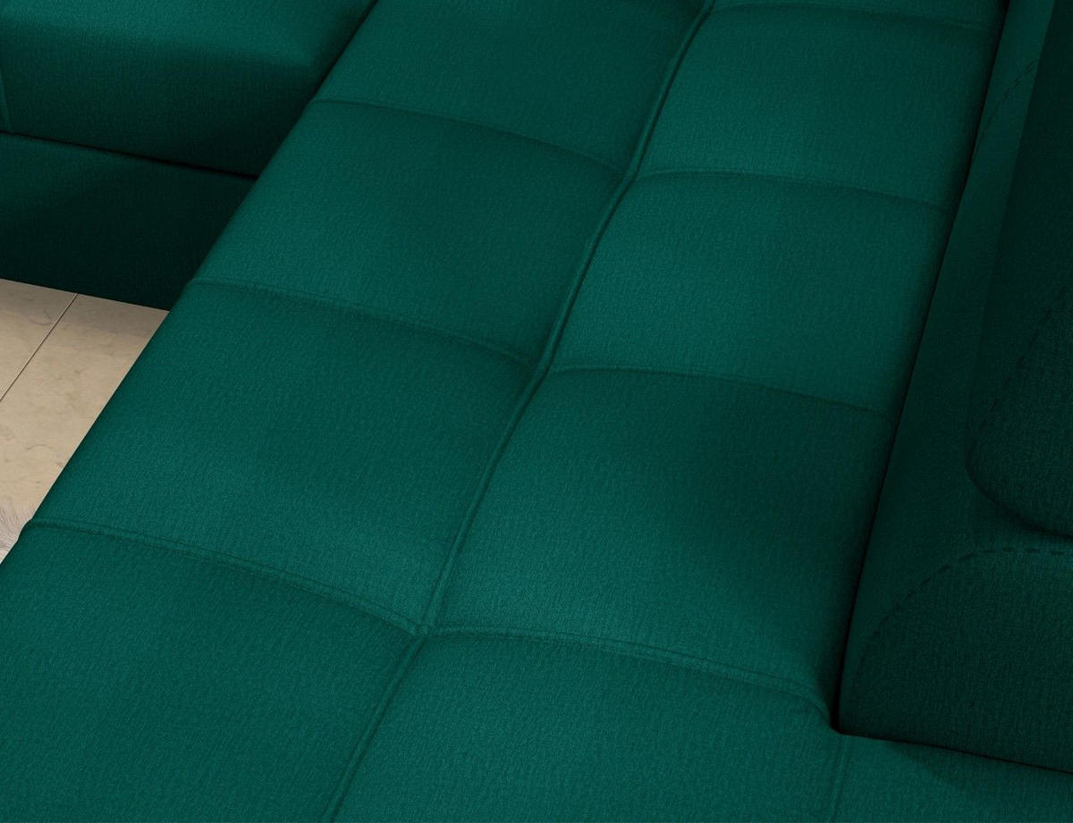 ECKSOFA mit Schlaffunktion und Bettkasten, pflegeleichter Monolith-Stoff - Chromfarben/Dunkelgrün, Textil/Metall (275/202cm) - Eltap