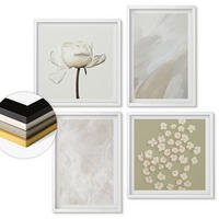 WANDBILDER 4er-Set - 50x50 cm & 40x60 cm Weißer Rahmen - Blumen, modische Boho-Texturen - Weiß, Kunststoff (50/50cm) - ArtPrintCave