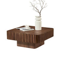 COUCHTISCH Quadratisch in Walnuss-Optik Edles Rillen-Design & Handarbeit - Walnussfarben, Holzwerkstoff (80/80/35cm) - Urban Meuble