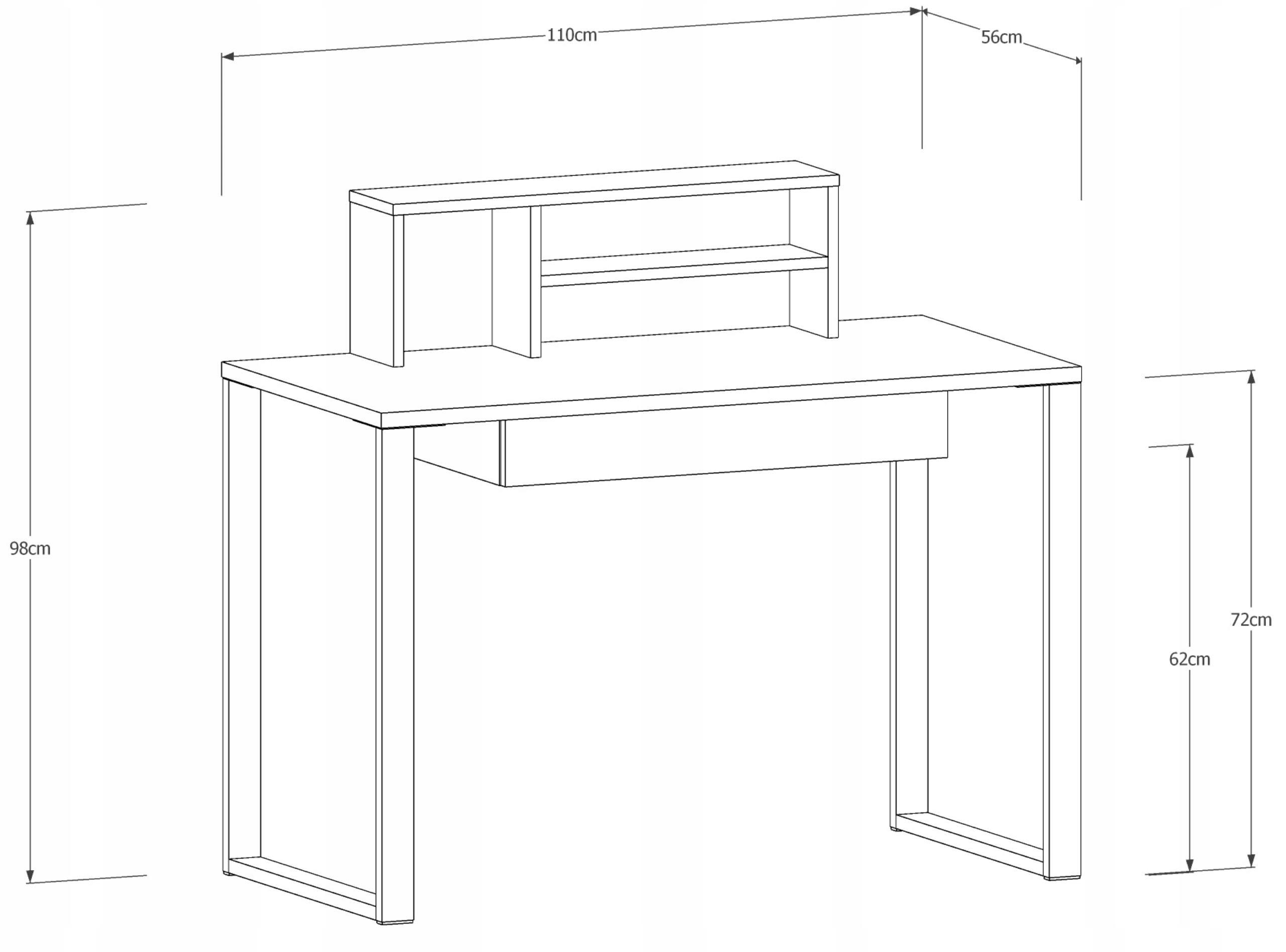 SCHREIBTISCH UNDIO Artisan Eiche-Schwarz 110/56/72 cm - Multicolor, Holzwerkstoff (56/110/72cm) - Matkam Möbel
